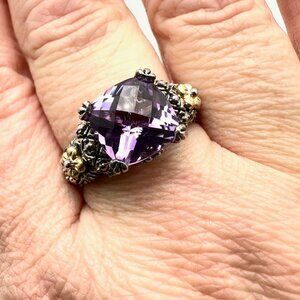 Barbara Bixby Womens Ring Sterling Silver 18K Gold Size 11 Amethyst